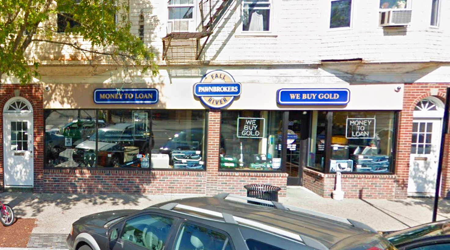 Fall River Pawnbrokers storefront at 128 Broadway in Newport, RI