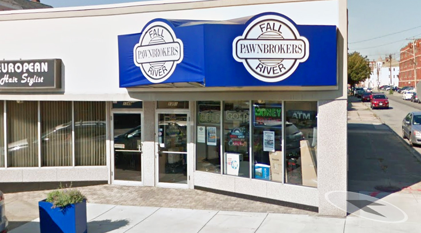 Fall River Pawnbrokers storefront at 1351 Acushnet Ave in New Bedford, MA