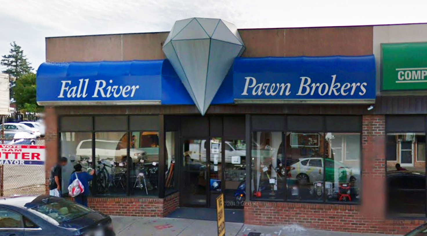 Fall River Pawnbrokers storefront at 1429 Pleasant St in Fall River, MA