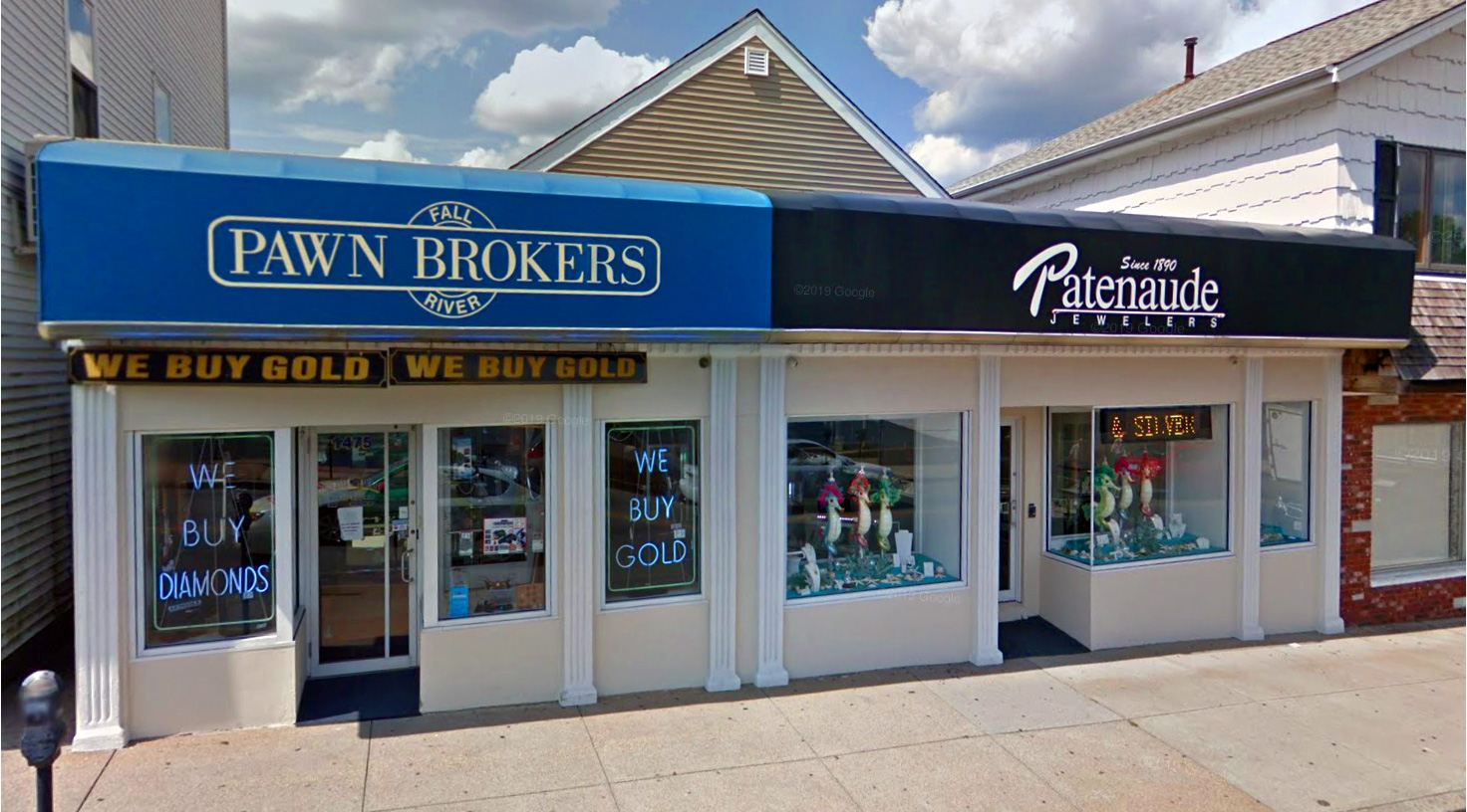 Fall River Pawnbrokers storefront at 1475 South Main St in Fall River, MA