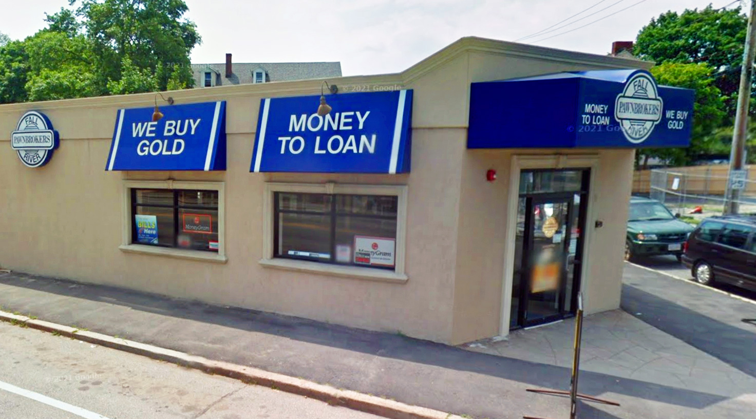 Fall River Pawnbrokers storefront on Elmwood Ave in Providence, RI